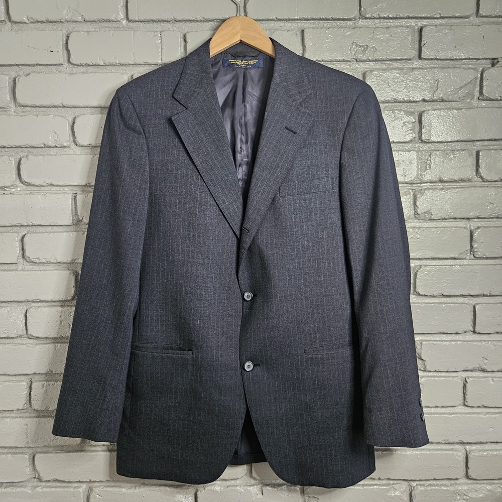 Vintage Brooks Brothers Mens Blazer 40R‎ Stretch 346 Suit Jacket Pinstripe Grey